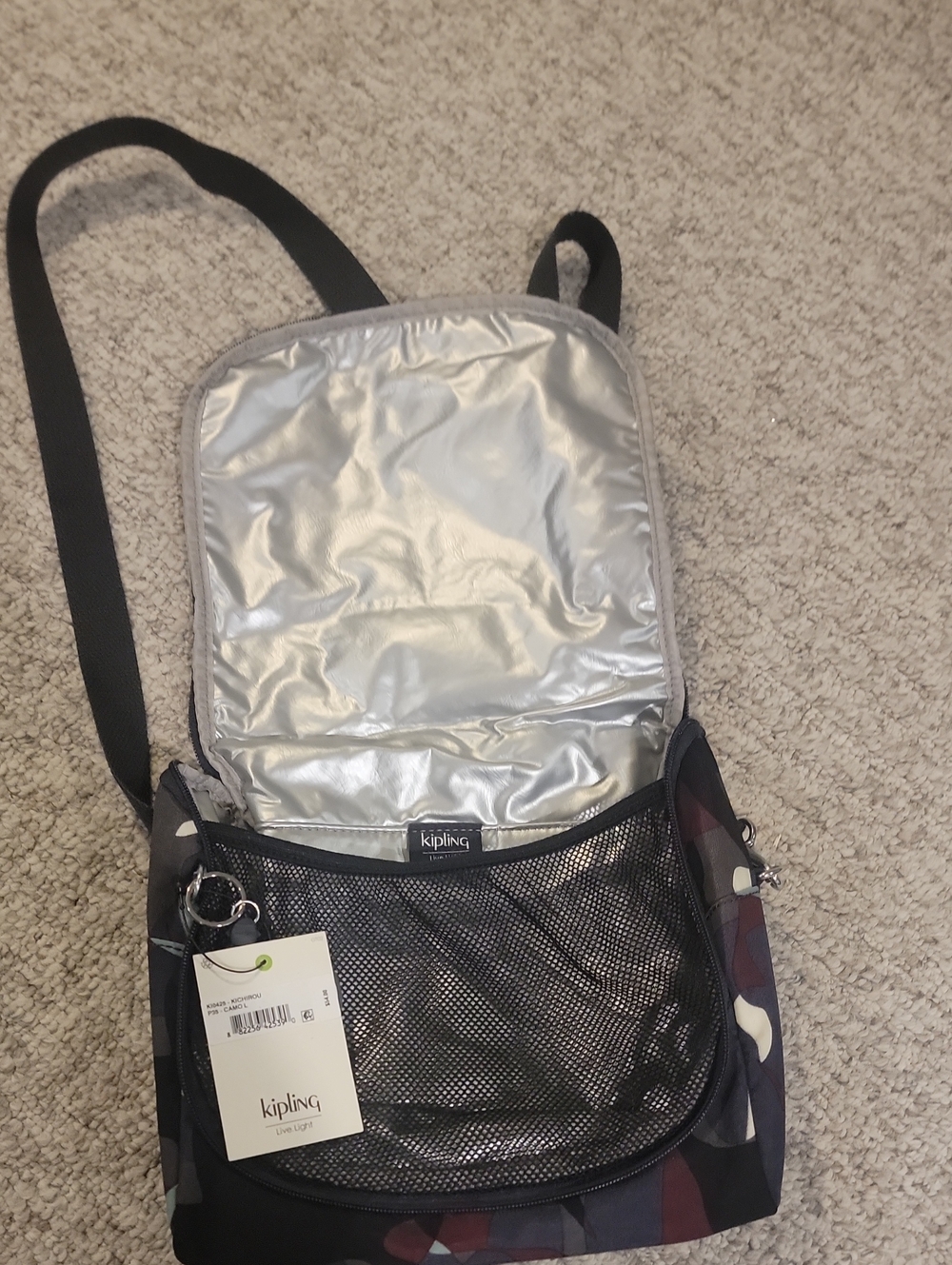 Kipling Black and Silver Men's Messenger Crossbody Bag